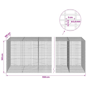 Γκαμπιόν με σύρμα 3,5 χλστ και πλέγμα 5x2,5 εκ 550x100x100 εκ - Pakobazaar