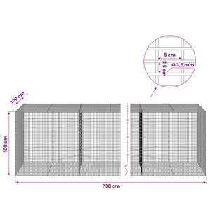 Γκαμπιόν με σύρμα 3,5 χλστ και πλέγμα 5x2,5 εκ 700x100x100 εκ. - Pakobazaar