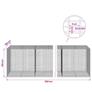 Γκαμπιόν με σύρμα 3,5 χλστ και πλέγμα 5x2,5 εκ 800x100x100 εκ.