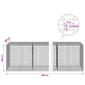 Γκαμπιόν με σύρμα 3,5 χλστ και πλέγμα 5x2,5 εκ 900x100x100 εκ
