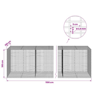 Γκαμπιόν με σύρμα 3,5 χλστ και πλέγμα 5x2,5 εκ 1100x100x100 εκ