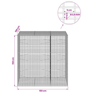 Γκαμπιόν με σύρμα 3,5 χλστ και πλέγμα 5x2,5 εκ 150x100x150 εκ. - Pakobazaar
