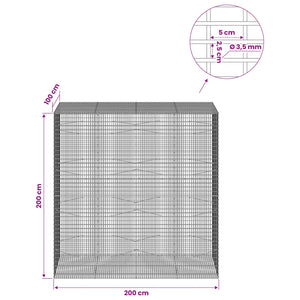 Γκαμπιόν με σύρμα 3,5 χλστ και πλέγμα 5x2,5 εκ 200x100x200 εκ - Pakobazaar