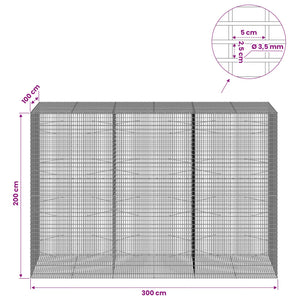 Γκαμπιόν με σύρμα 3,5 χλστ και πλέγμα 5x2,5 εκ 300x100x200 εκ - Pakobazaar