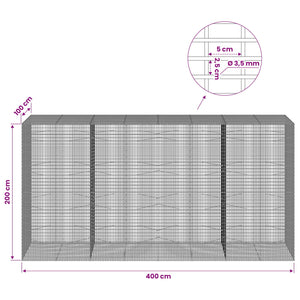Γκαμπιόν με σύρμα 3,5 χλστ και πλέγμα 5x2,5 εκ 400x100x200 εκ - Pakobazaar