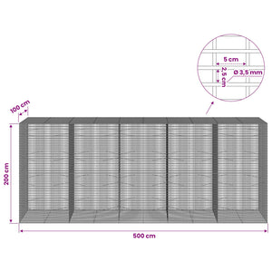 Γκαμπιόν με σύρμα 3,5 χλστ και πλέγμα 5x2,5 εκ 500x100x200 εκ