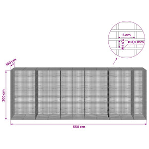 Γκαμπιόν με σύρμα 3,5 χλστ και πλέγμα 5x2,5 εκ 550x100x200 εκ.
