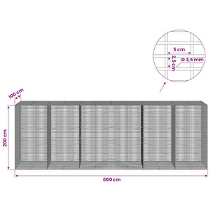 Γκαμπιόν με σύρμα 3,5 χλστ και πλέγμα 5x2,5 εκ 600x100x200 εκ - Pakobazaar