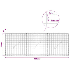 Γκαμπιόν με Σύρμα 3,5 mm και Πλέγμα 5x5 cm 150x10x50 εκ