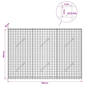 Γκαμπιόν με Σύρμα 3,5 mm και Πλέγμα 5x5 cm 150x10x100 εκ - Pakobazaar