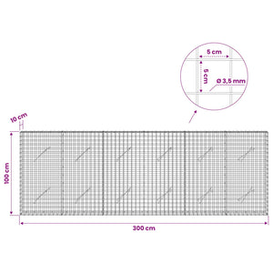 Γκαμπιόν με Σύρμα 3,5 mm και Πλέγμα 5x5 cm 300x10x100 εκ - Pakobazaar