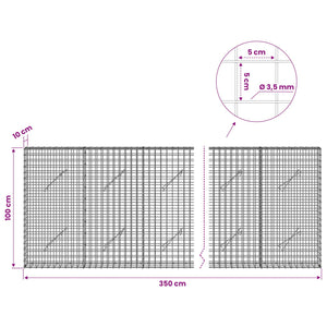 Γκαμπιόν με Σύρμα 3,5 mm και Πλέγμα 5x5 cm 350x10x100 εκ - Pakobazaar