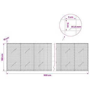 Γκαμπιόν με Σύρμα 3,5 mm και Πλέγμα 5x5 cm 500x10x100 εκ
