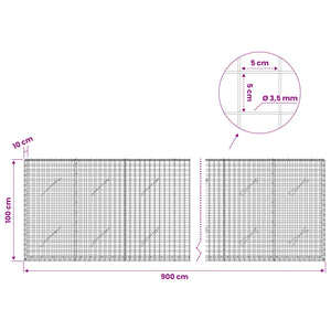 Γκαμπιόν με Σύρμα 3,5 mm και Πλέγμα 5x5 cm 900x10x100 εκ