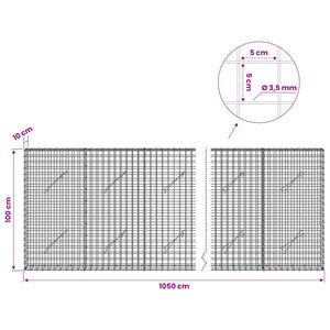 Γκαμπιόν με Σύρμα 3,5 mm και Πλέγμα 5x5 cm 1050x10x100 εκ. - Pakobazaar
