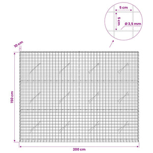 Γκαμπιόν με Σύρμα 3,5 mm και Πλέγμα 5x5 cm 200x10x150 εκ - Pakobazaar