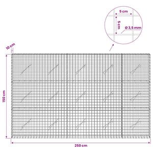 Γκαμπιόν με Σύρμα 3,5 mm και Πλέγμα 5x5 cm 250x10x150 εκ