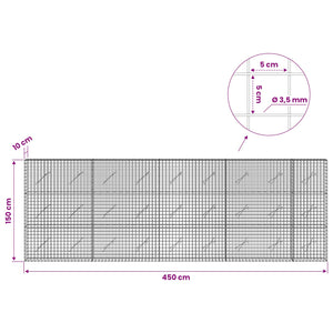Γκαμπιόν με Σύρμα 3,5 mm και Πλέγμα 5x5 cm 450x10x150 εκ - Pakobazaar