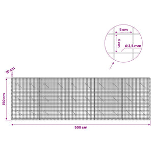 Γκαμπιόν με Σύρμα 3,5 mm και Πλέγμα 5x5 cm 500x10x150 εκ - Pakobazaar