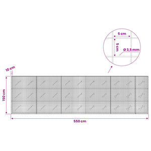 Γκαμπιόν με Σύρμα 3,5 mm και Πλέγμα 5x5 cm 550x10x150 εκ - Pakobazaar