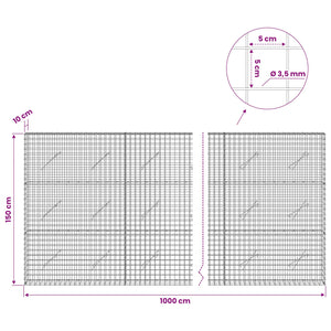 Γκαμπιόν με Σύρμα 3,5 mm και Πλέγμα 5x5 cm 1000x10x150 εκ