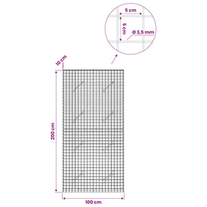 Γκαμπιόν με Σύρμα 3,5 mm και Πλέγμα 5x5 cm 100x10x200 εκ