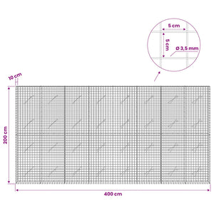 Γκαμπιόν με Σύρμα 3,5 mm και Πλέγμα 5x5 cm 400x10x200 εκ