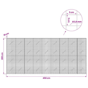 Γκαμπιόν με Σύρμα 3,5 mm και Πλέγμα 5x5 cm 450x10x200 εκ