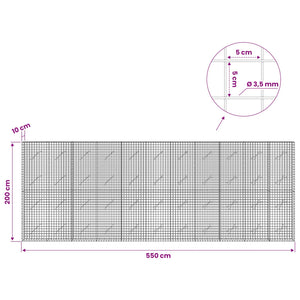 Γκαμπιόν με Σύρμα 3,5 mm και Πλέγμα 5x5 cm 550x10x200 εκ