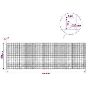 Γκαμπιόν με Σύρμα 3,5 mm και Πλέγμα 5x5 cm 600x10x200 εκ