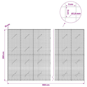 Γκαμπιόν με Σύρμα 3,5 mm και Πλέγμα 5x5 cm 900x10x200 εκ - Pakobazaar