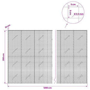 Γκαμπιόν με Σύρμα 3,5 mm και Πλέγμα 5x5 cm 1200x10x200 εκ - Pakobazaar