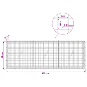 Γκαμπιόν με Σύρμα 3,5 mm και Πλέγμα 5x5 cm 150x20x50 εκ