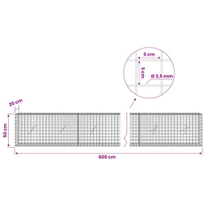 Γκαμπιόν με Σύρμα 3,5 mm και Πλέγμα 5x5 cm 600x20x50 εκ - Pakobazaar