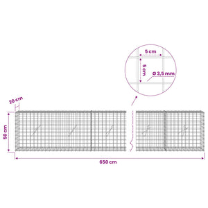Γκαμπιόν με Σύρμα 3,5 mm και Πλέγμα 5x5 cm 650x20x50 εκ - Pakobazaar