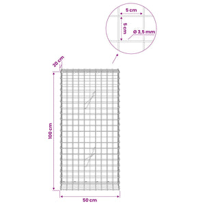 Γκαμπιόν με Σύρμα 3,5 mm και Πλέγμα 5x5 cm 50x20x100 εκ - Pakobazaar