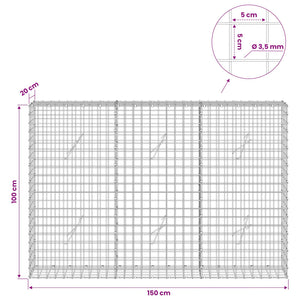 Γκαμπιόν με Σύρμα 3,5 mm και Πλέγμα 5x5 cm 150x20x100 εκ - Pakobazaar