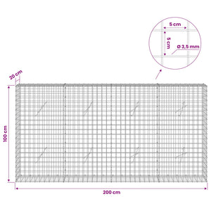 Γκαμπιόν με Σύρμα 3,5 mm και Πλέγμα 5x5 cm 200x20x100 εκ - Pakobazaar
