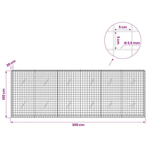 Γκαμπιόν με Σύρμα 3,5 mm και Πλέγμα 5x5 cm 300x20x100 εκ