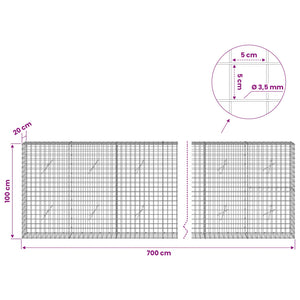 Γκαμπιόν με Σύρμα 3,5 mm και Πλέγμα 5x5 cm 700x20x100 εκ - Pakobazaar