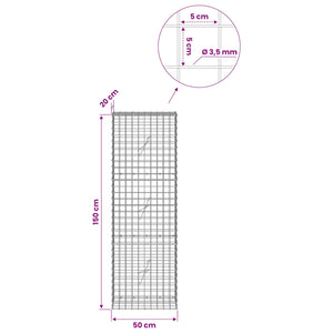 Γκαμπιόν με Σύρμα 3,5 mm και Πλέγμα 5x5 cm 50x20x150 εκ.