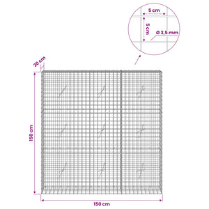 Γκαμπιόν με Σύρμα 3,5 mm και Πλέγμα 5x5 cm 150x20x150 εκ - Pakobazaar