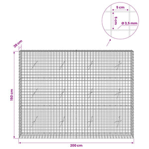 Γκαμπιόν με Σύρμα 3,5 mm και Πλέγμα 5x5 cm 200x20x150 εκ