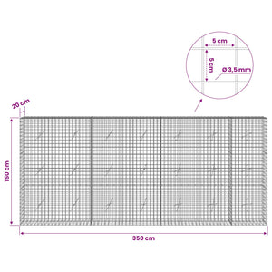 Γκαμπιόν με Σύρμα 3,5 mm και Πλέγμα 5x5 cm 350x20x150 εκ