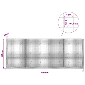 Γκαμπιόν με Σύρμα 3,5 mm και Πλέγμα 5x5 cm 400x20x150 εκ - Pakobazaar