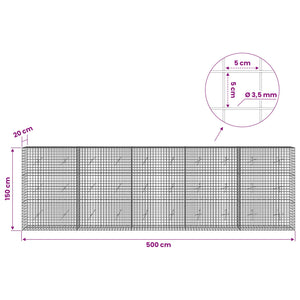 Γκαμπιόν με Σύρμα 3,5 mm και Πλέγμα 5x5 cm 500x20x150 εκ