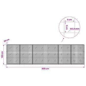 Γκαμπιόν με Σύρμα 3,5 mm και Πλέγμα 5x5 cm 600x20x150 εκ