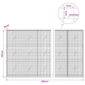 Γκαμπιόν με Σύρμα 3,5 mm και Πλέγμα 5x5 cm 950x20x150 εκ
