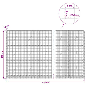 Γκαμπιόν με Σύρμα 3,5 mm και Πλέγμα 5x5 cm 1150x20x150 εκ - Pakobazaar