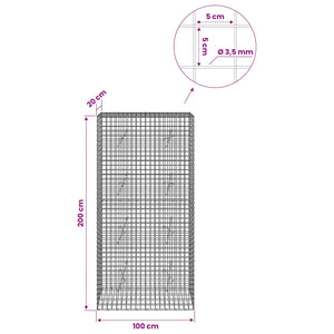 Γκαμπιόν με Σύρμα 3,5 mm και Πλέγμα 5x5 cm 100x20x200 εκ - Pakobazaar